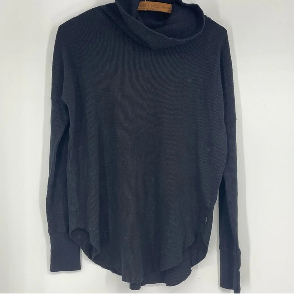 Tna black waffle knit turtleneck shirt small - Picture 2 of 7